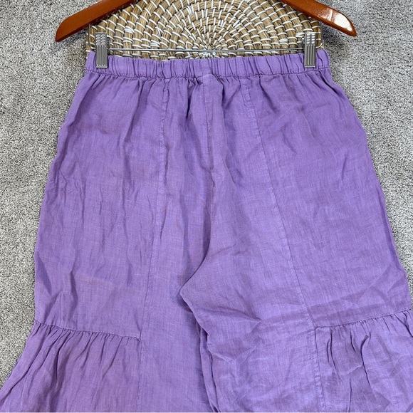 Et’Lois Women’s 100% Linen Tanya Pull On Pants Wide Leg Made in USA in Purple S - Picture 6 of 14